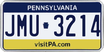 PA license plate JMU3214
