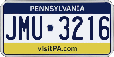 PA license plate JMU3216