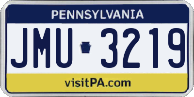 PA license plate JMU3219
