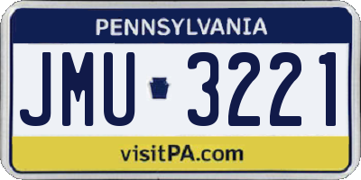 PA license plate JMU3221