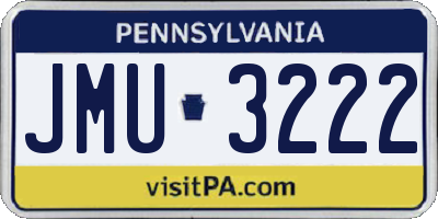 PA license plate JMU3222