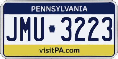 PA license plate JMU3223
