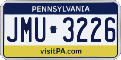 PA license plate JMU3226
