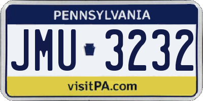 PA license plate JMU3232
