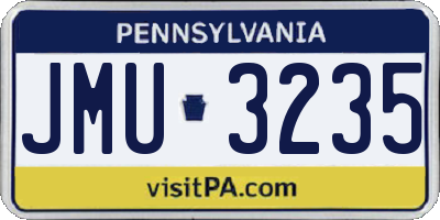 PA license plate JMU3235