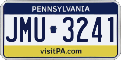PA license plate JMU3241