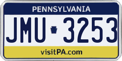 PA license plate JMU3253