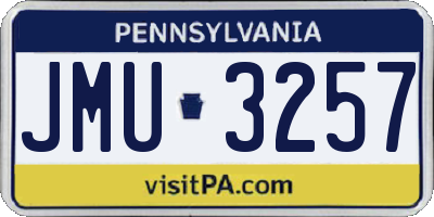 PA license plate JMU3257