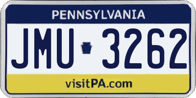 PA license plate JMU3262