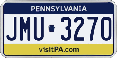 PA license plate JMU3270