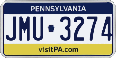 PA license plate JMU3274