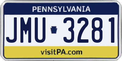 PA license plate JMU3281