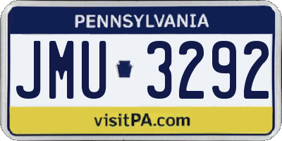 PA license plate JMU3292