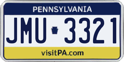 PA license plate JMU3321