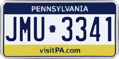 PA license plate JMU3341