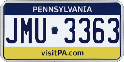 PA license plate JMU3363
