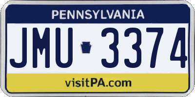 PA license plate JMU3374