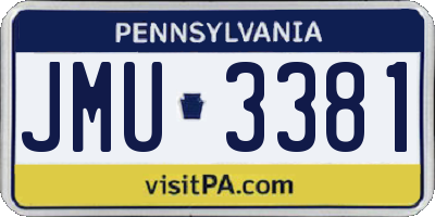 PA license plate JMU3381