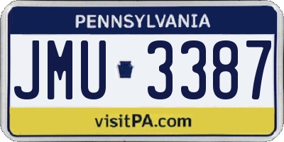 PA license plate JMU3387