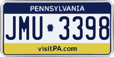 PA license plate JMU3398
