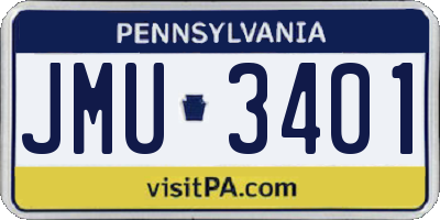PA license plate JMU3401