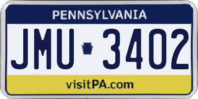 PA license plate JMU3402