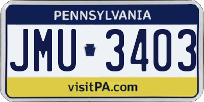 PA license plate JMU3403