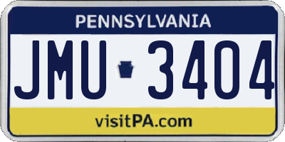 PA license plate JMU3404