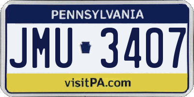 PA license plate JMU3407