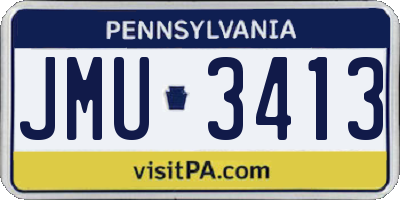 PA license plate JMU3413