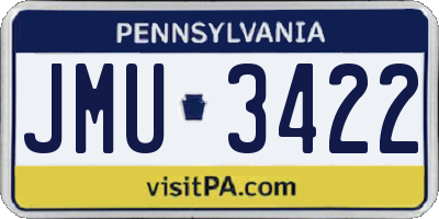 PA license plate JMU3422