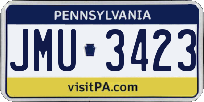PA license plate JMU3423