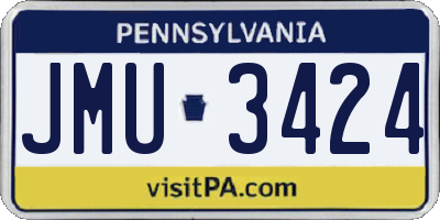PA license plate JMU3424