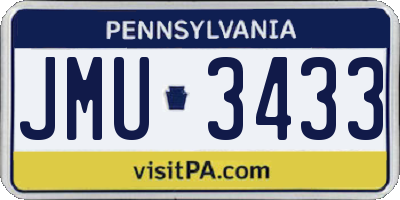 PA license plate JMU3433
