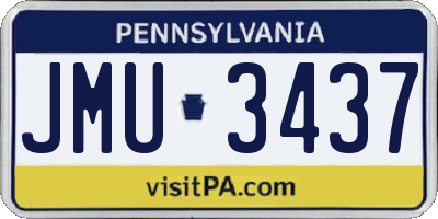 PA license plate JMU3437