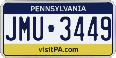 PA license plate JMU3449