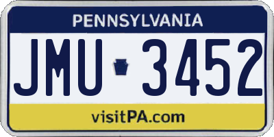 PA license plate JMU3452