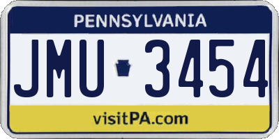 PA license plate JMU3454