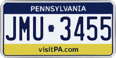 PA license plate JMU3455