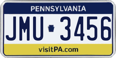 PA license plate JMU3456