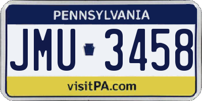 PA license plate JMU3458