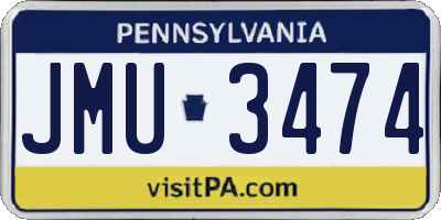 PA license plate JMU3474
