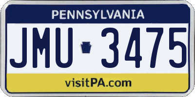 PA license plate JMU3475
