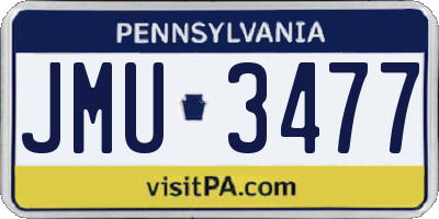 PA license plate JMU3477