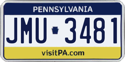 PA license plate JMU3481