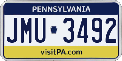 PA license plate JMU3492