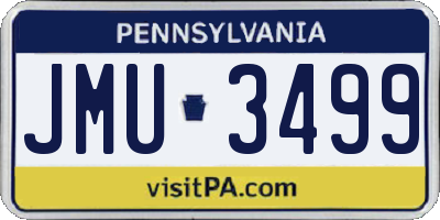PA license plate JMU3499