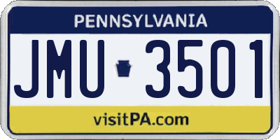 PA license plate JMU3501
