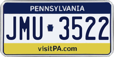 PA license plate JMU3522