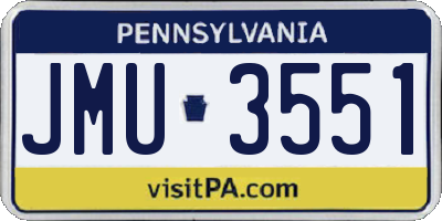 PA license plate JMU3551